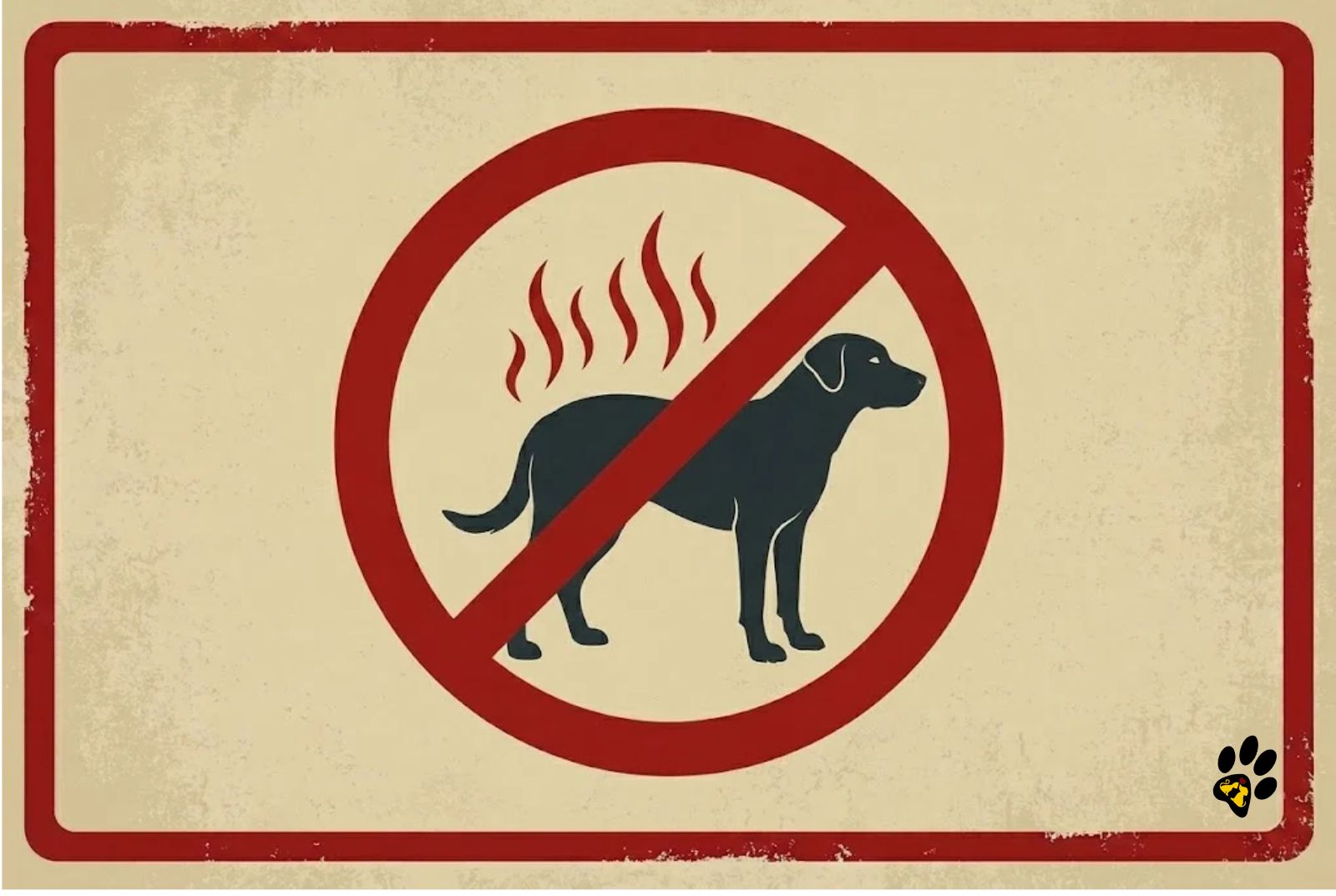 Warning sign for dogs on heat
