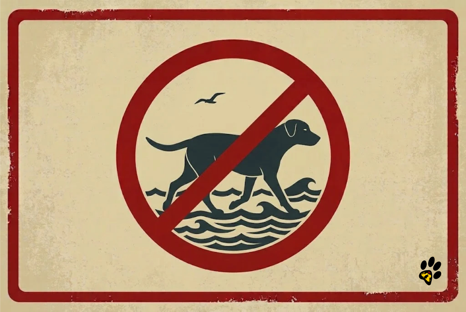 Sign indicating beach restrictions for dogs